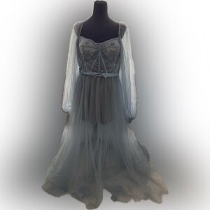 Elegant Dramatic Gray Evening Gown